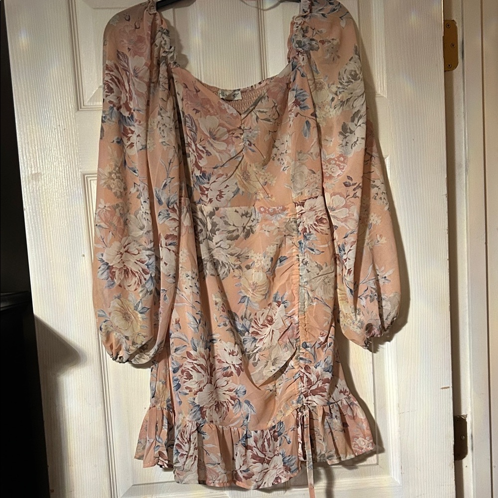 She + Sky Floral Blush Long Sleeve Dress